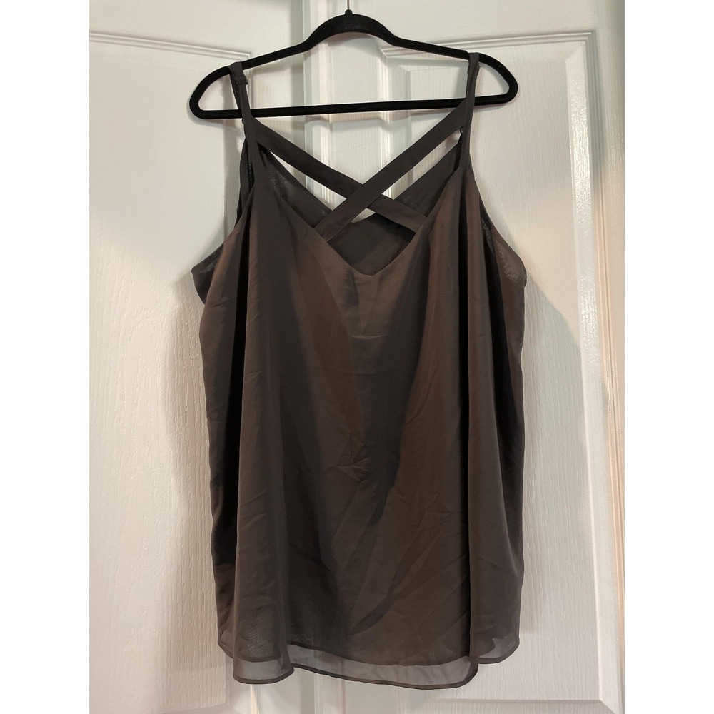 Torrid Shirt Womens‎ 3X Gray Crisscross Cami Tank Adjustable Straps Chiffon Plus